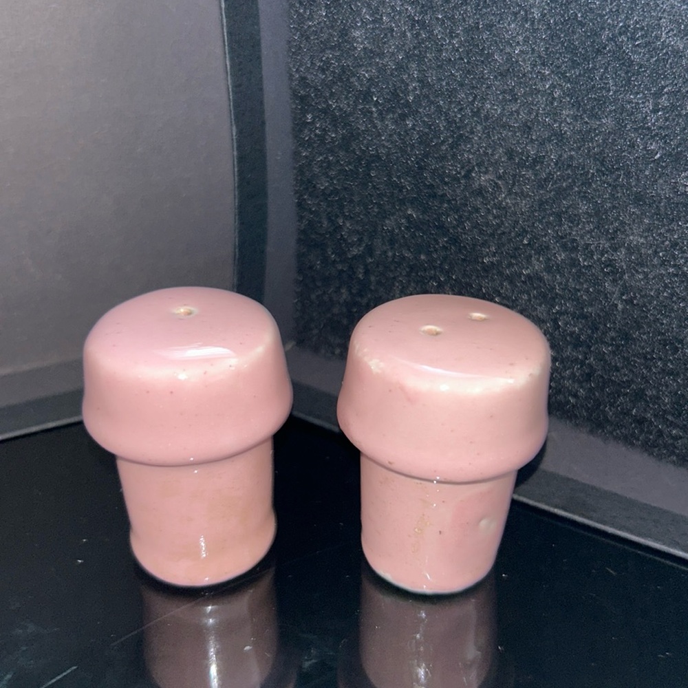 Pink Glassy Ceramic Salt & Pepper Shakers